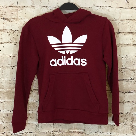 NWT maroon Adidas trefoil hoodie - Picture 5 of 8